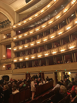 ウィーンの国立歌劇場の内部の写真です。立ち見でオペラを観劇しました。